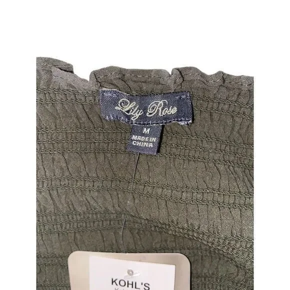 Lily Rose NWT Juniors‎ Smocked Tank Contrast Stitching Olive Size Medium MSRP$34 - Picture 4 of 11